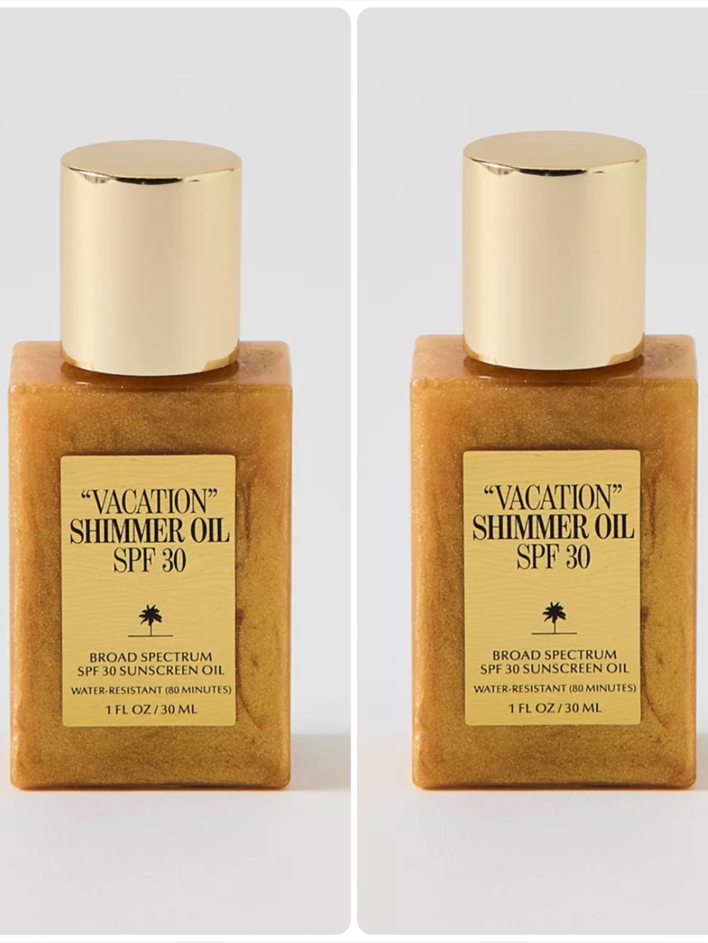 NEW 2x Vacation Shimmer Oil SPF 30 Mini Sunscreen Body Oil Travel